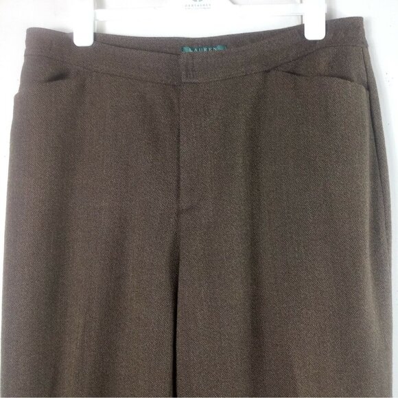 Lauren Ralph Lauren Womens Wool Dress Pants High Rise Brown Size 14 Minimalist - Picture 2 of 6